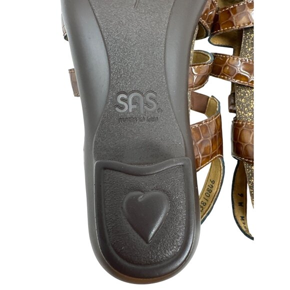 SAS Women’s Allegro Sandals Medium Cognac Croc Women's Size 9W - Picture 11 of 12